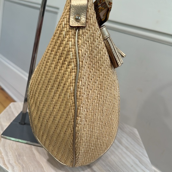 Kate Spade Bag Rattan Straw Tan Gold Hobo - Picture 8 of 17
